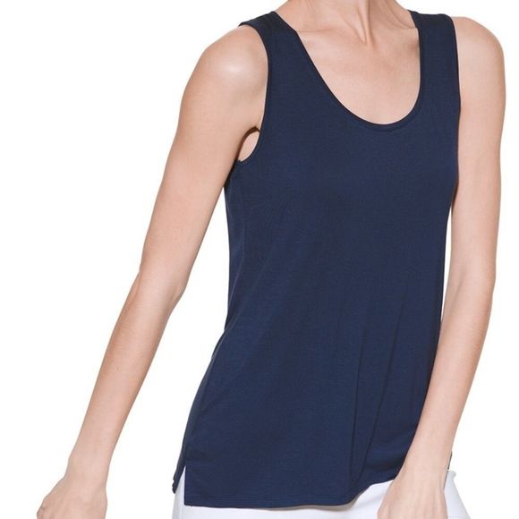 White House Black Market Tops - White House Black Market Navy Scoop Neck Tank Size Small